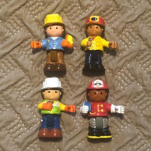Fisher Price Poseables: (4) Hard Hat figures 3.5"